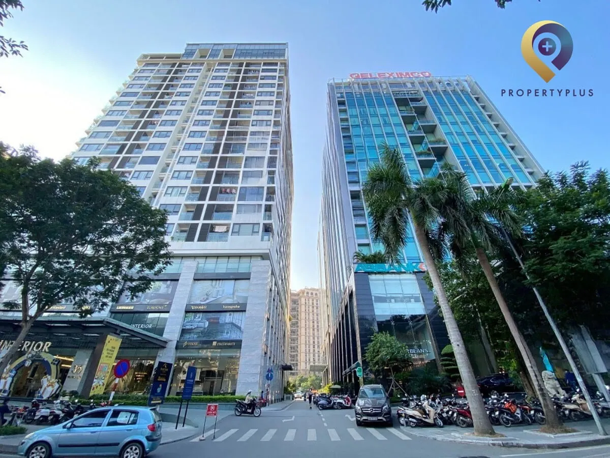 Tòa nhà Hoàng Cầu Skyline và tòa bên cạnh nhìn từ phía trước.
